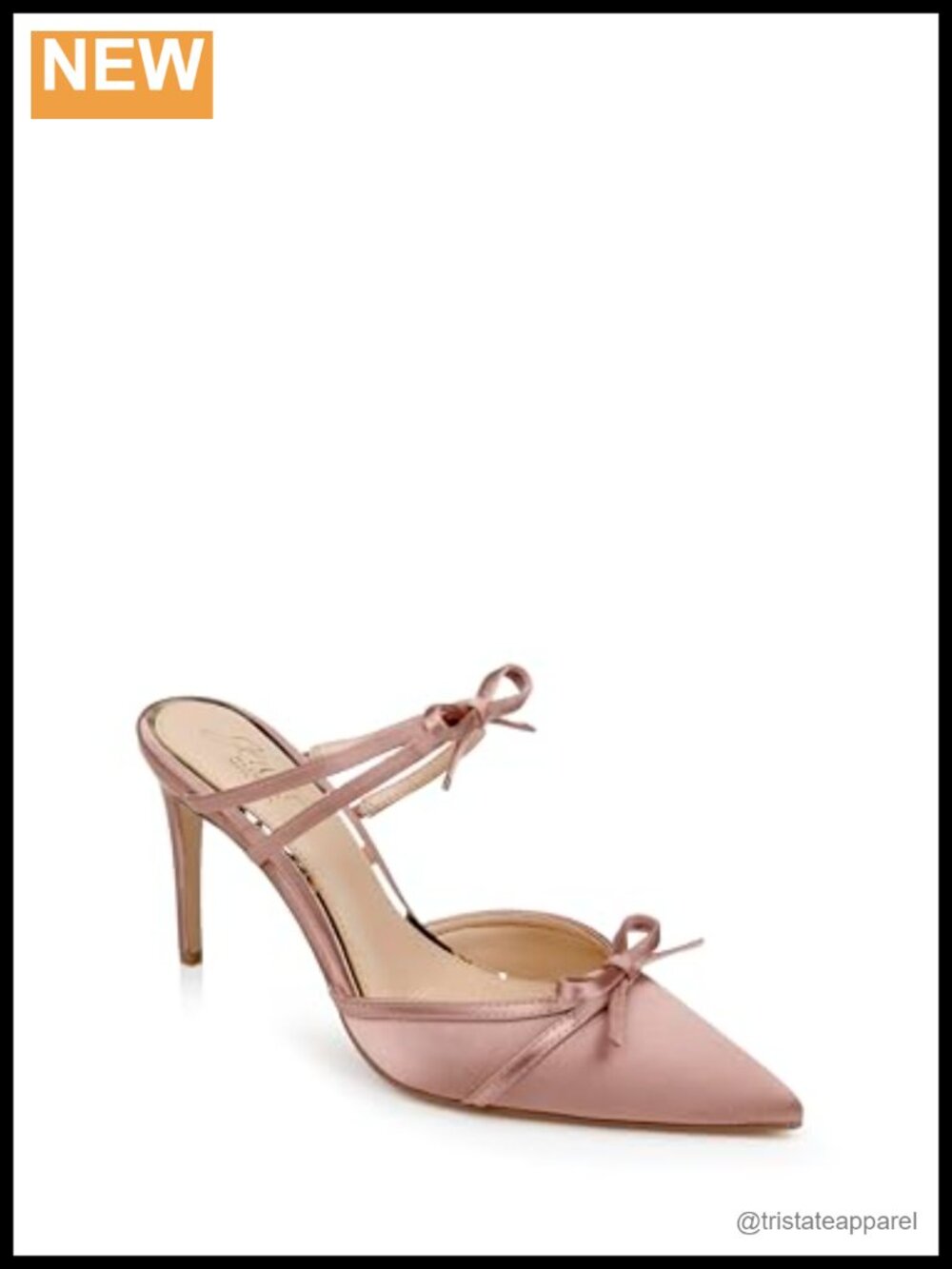 Klarise Pointed Toe Satin Double Bow Mules Stiletto Heel Sole